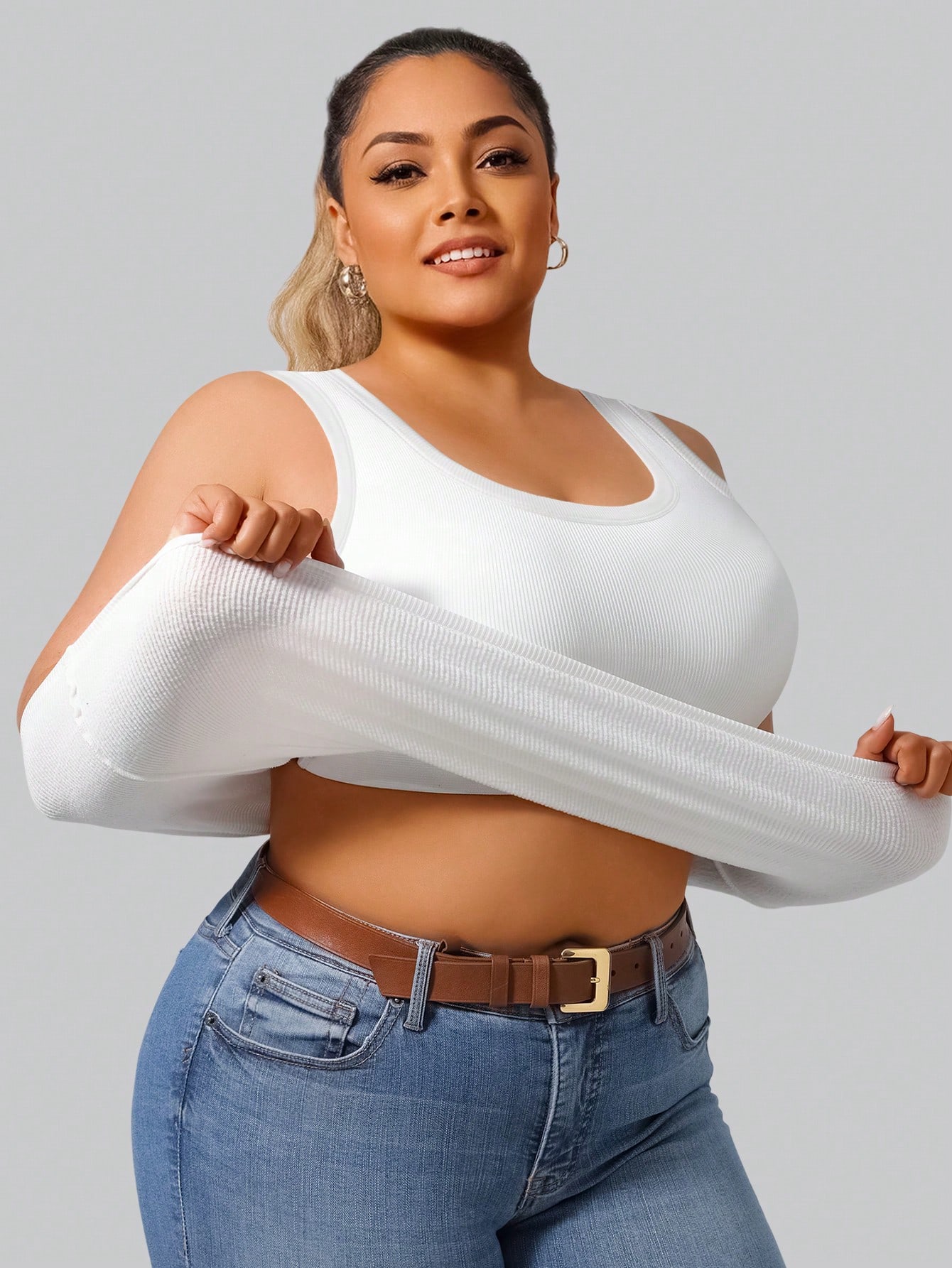 Plus Size Women's Solid Ribbed – Tank Top Ribbed recenzja i cena