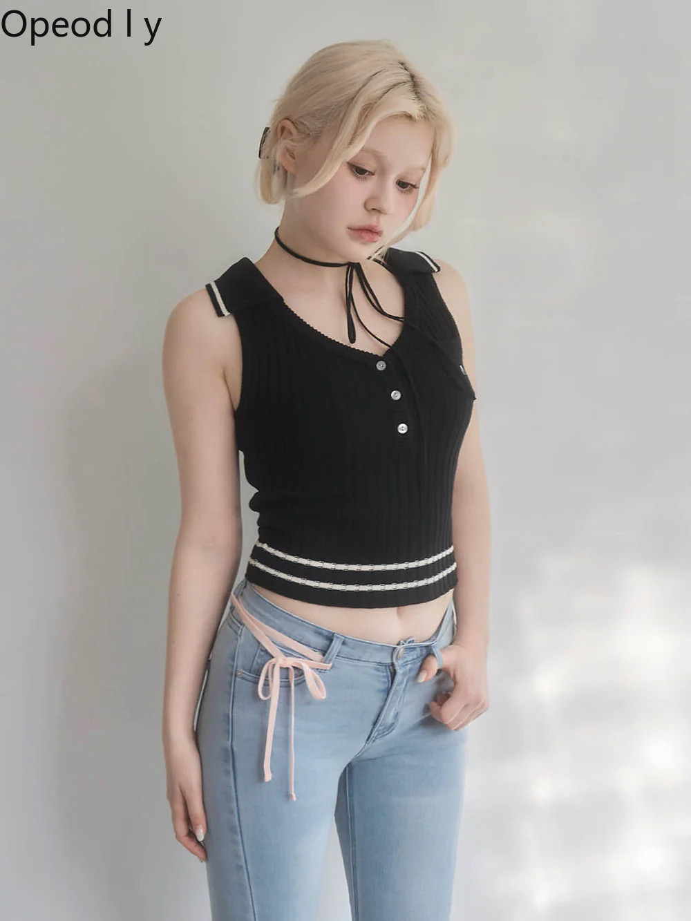 Japanese Sweet Lapel Twist V-n – Suspender Tank Top recenzja i cena