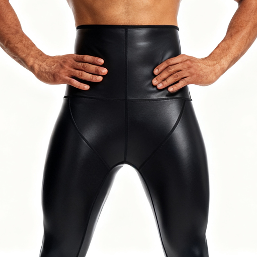 Sexy Men PU Leather Long Pants – Compression Long Pant recenzja i cena