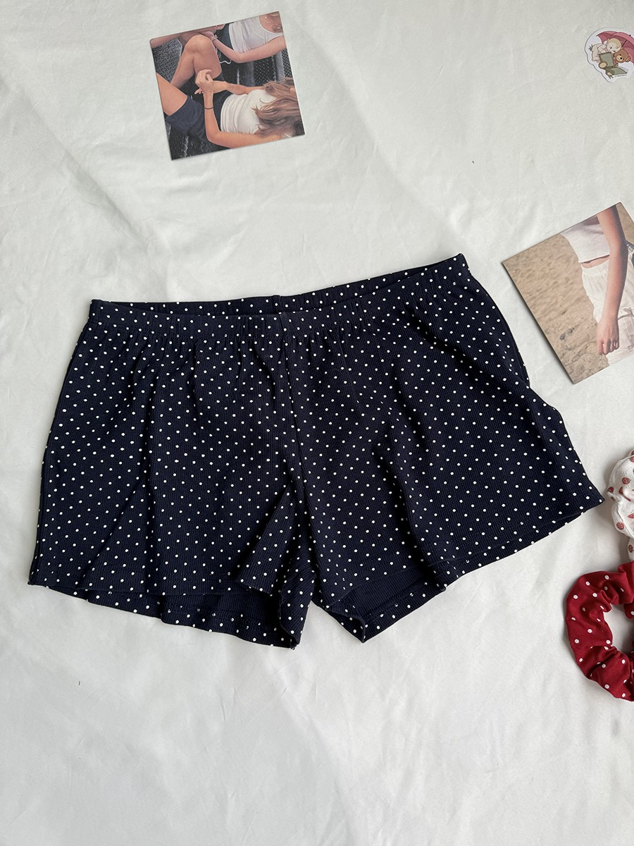 Navy Dot Ribbed Shorts Sets Wo – Tank Top Ribbed recenzja i cena