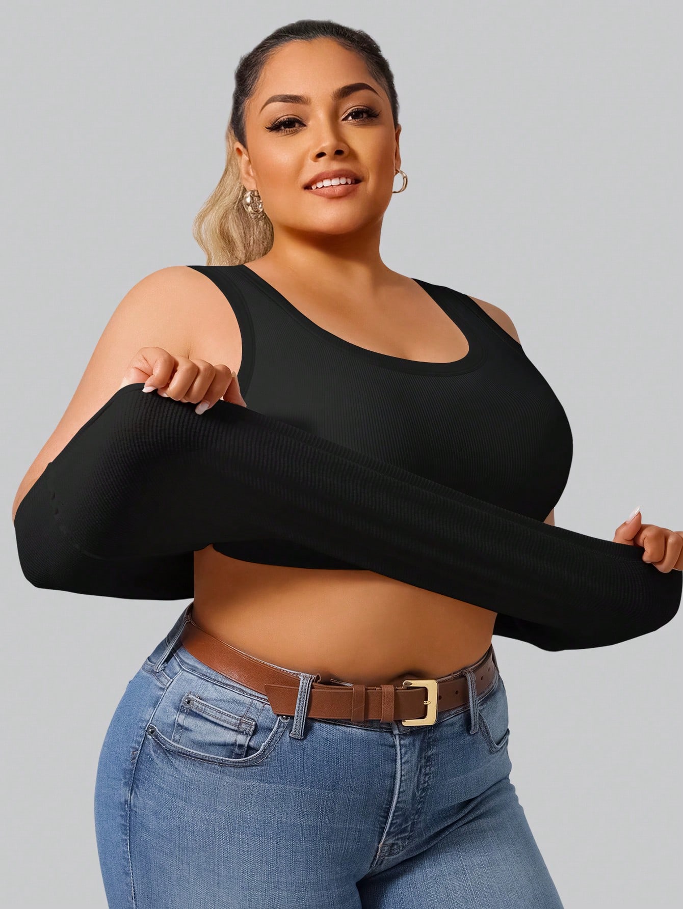 Plus Size Women's High Stretch – Tank Top Ribbed recenzja i cena